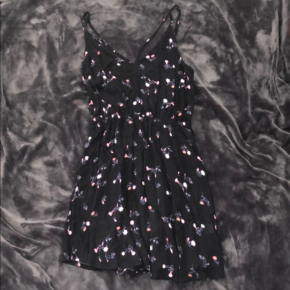 Short Black Floral Mini Dress
